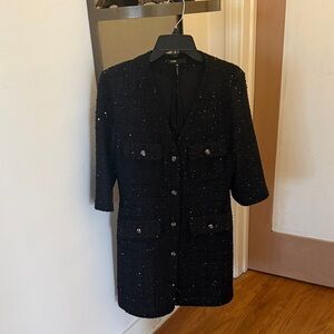 Maje Black Tweed Sequin-Embellished  dress
